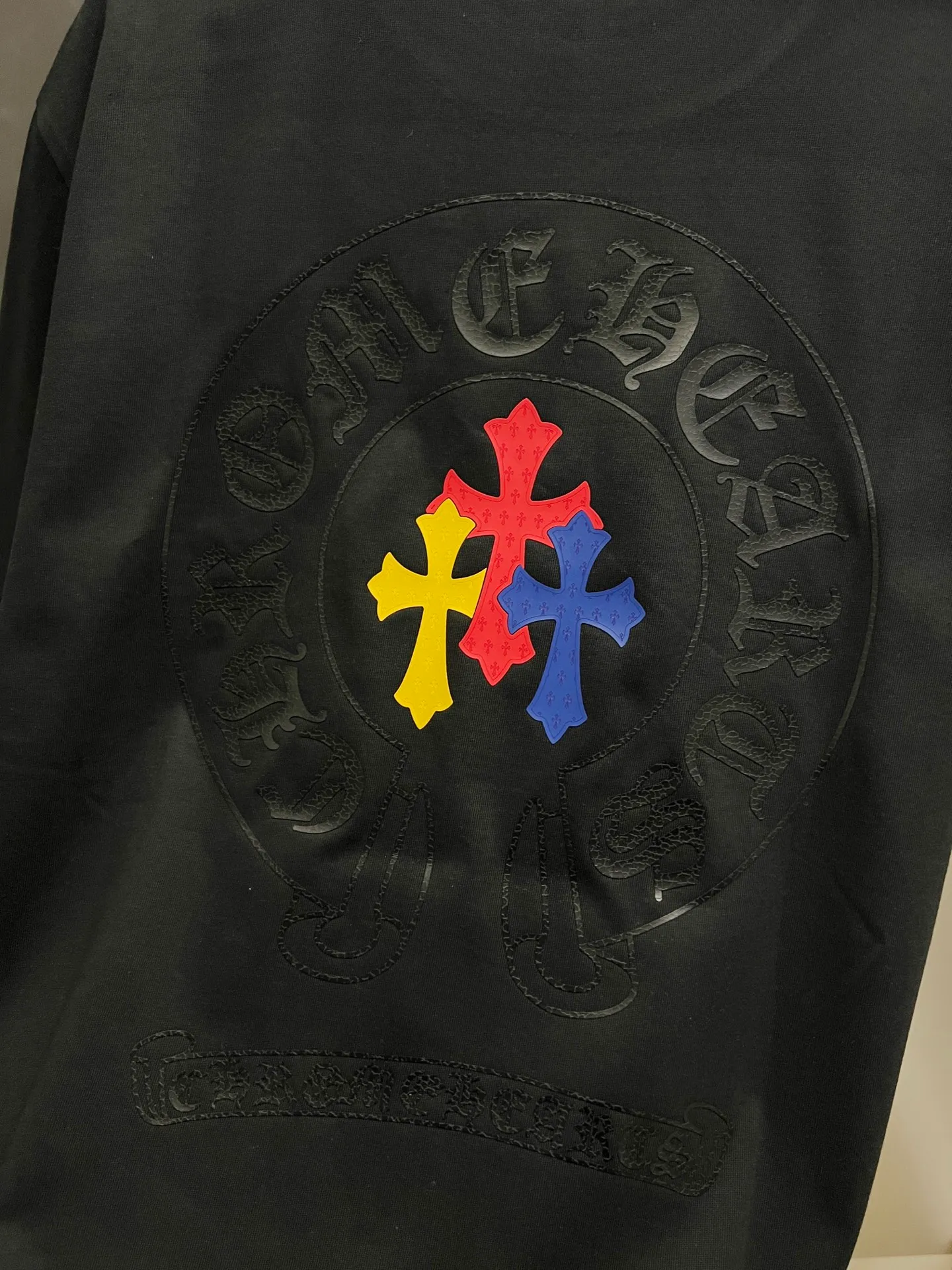 🅿️190 CH Crow 2025 Autumn and Winter New Short-sleeved T-shirt Horseshoe Sanskrit word craft Cross foam craft design The real thing is great🔥Same style for men and women, loose version Size S M L XL XXL Five sizes black white